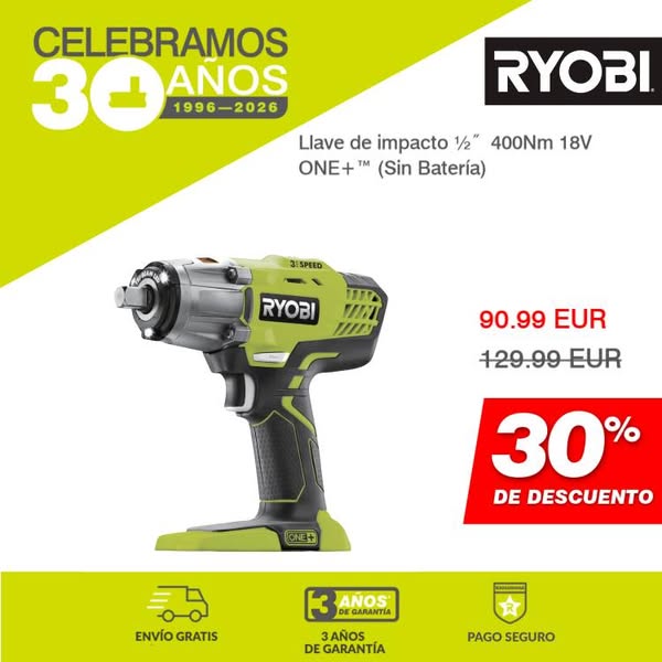 Llave de impacto ½˝ 400Nm 18V ONE+™ (Sin Batería)