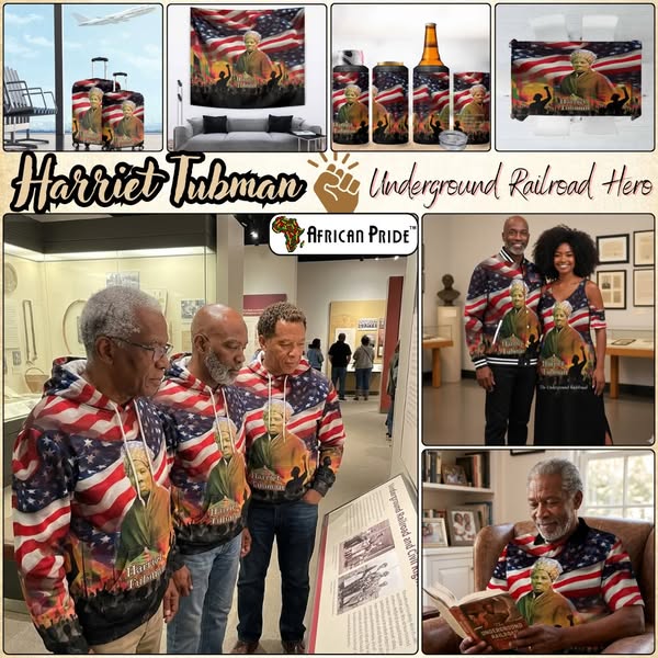 Harriet Tubman American Flag Background Underground Railroad Quote Pow