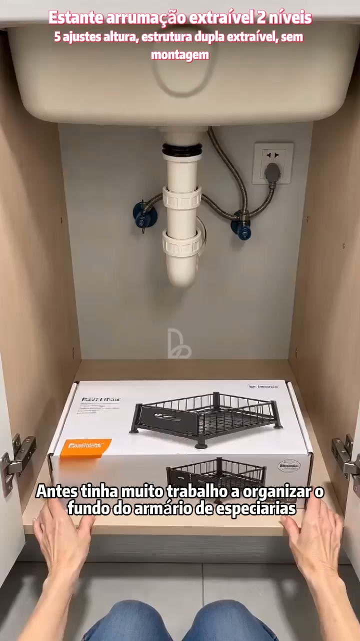 50% DE DESCONTO! Prateleira Deslizante Dupla Organizadora de Armário – 5 alturas ajustáveis, 2 bandejas & aço carbono resistente – Gra
