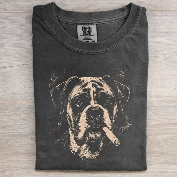 Vintage Smoking Boxer Dog T-shirt
