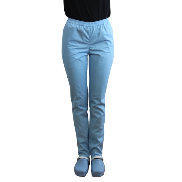 Pantaloni unisex celeste con elastico e due tasche laterali
