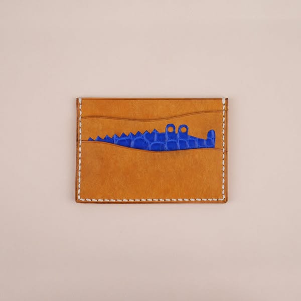 Minimalist Golden Pueblo Leather Card Holder - Stupid Alligator