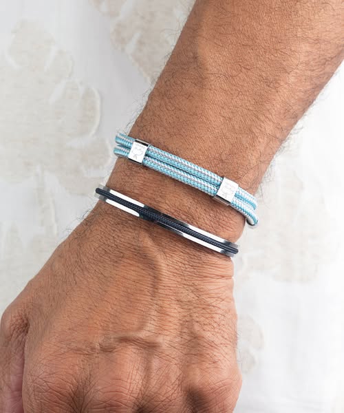 Pig & Hen Little Lewis DBL Summer Blue - Stone Gray | Silver | Rope Bracelet