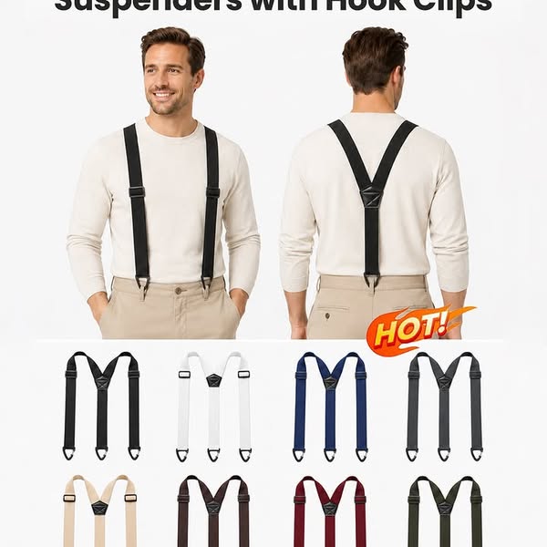 Men's X-Back Suspenders with Hook Clips