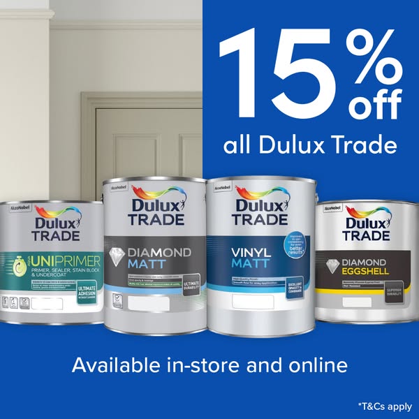 15% off Dulux Trade Paints