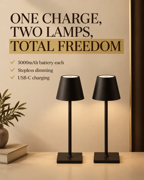 One Charge, Two Lamps, Total Freedom