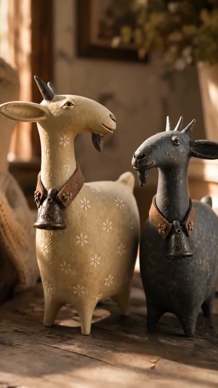 Whimsical Farmhouse Goat Figurines
