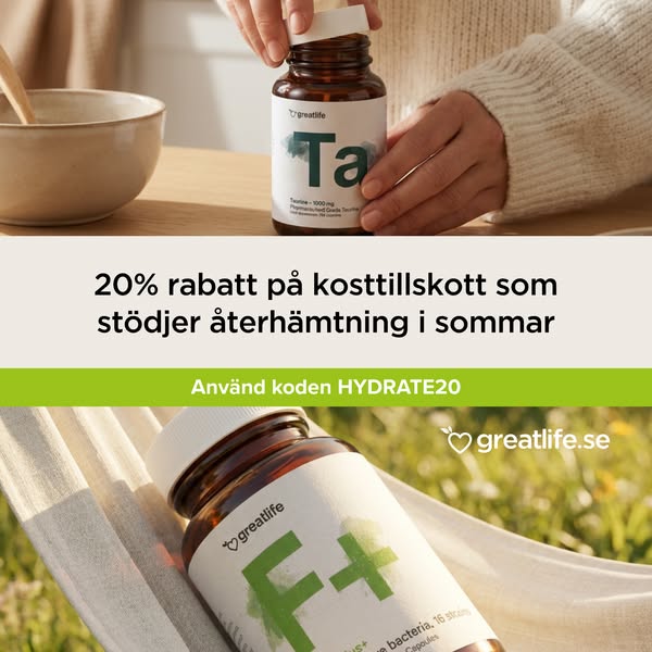 20 % rabatt på utvalda kosttillskott