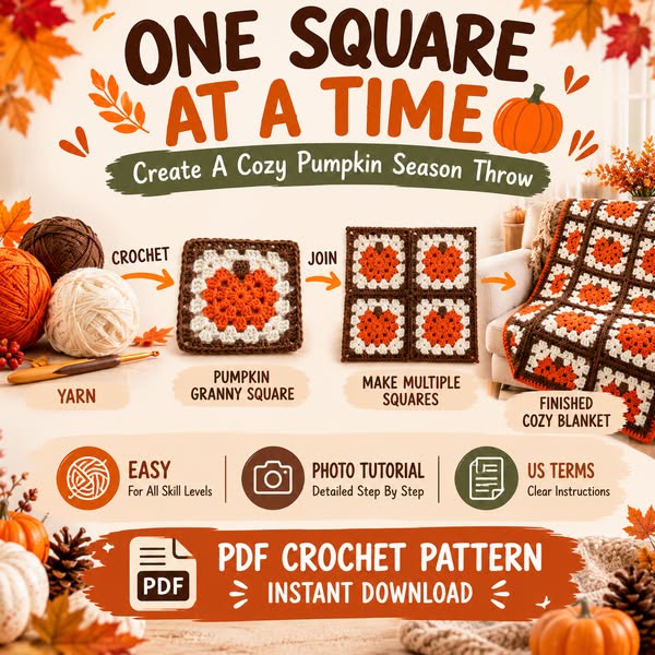 Pumpkin Granny Square Blanket Pattern