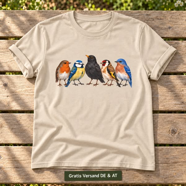 Bunte Vogelschar – Unisex T-Shirt