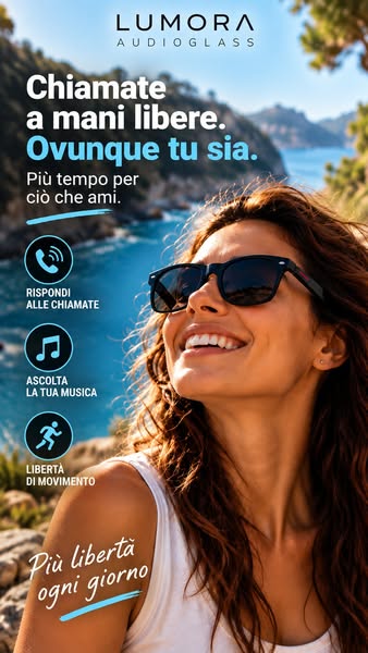 Lumora-AudioGlass™ Occhiali smart Bluetooth con audio open-ear