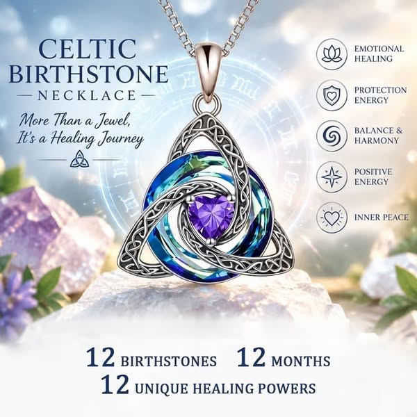Birthstone Celtic Trinity Knot Necklace