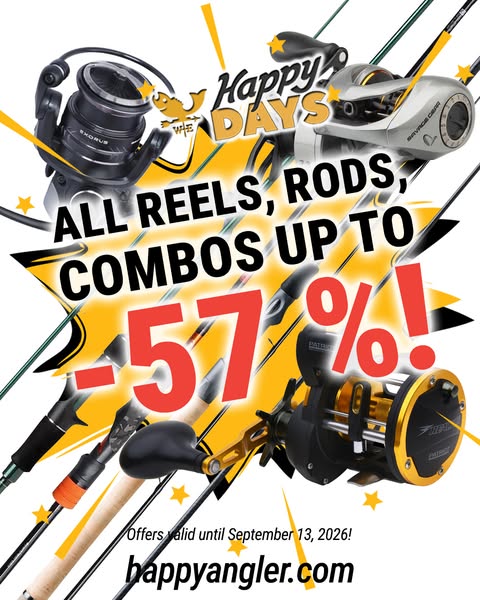 All reels, rods and combos are on sale! Up to 57% off.
