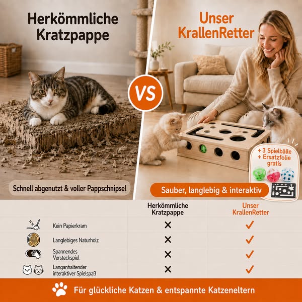 Krallenpflege ohne Stress – jetzt mit 3 Spielbälle + Ersatzfolie!