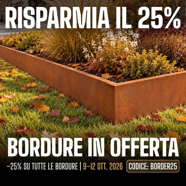Risparmia il 25% sulle bordure da giardino.