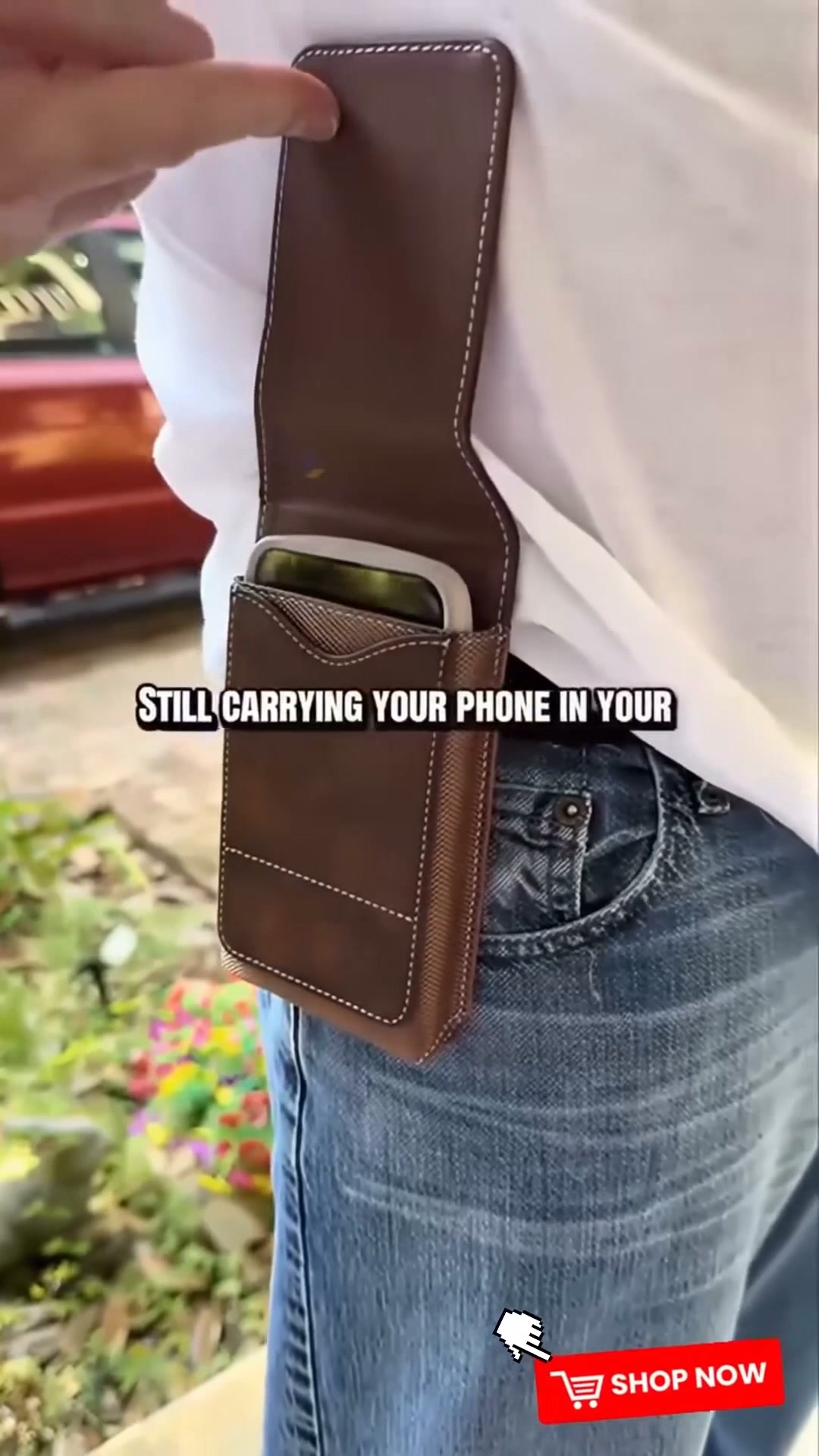 Men’s Belt Phone Pouch – Magnetic Closure with Card Slot & Metal Clip