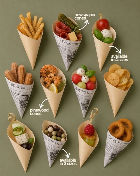 Eco-Friendly Newspaper Printed Paper Cones | Food Service Presentation