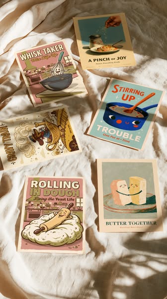 Six funny retro kitchen prints