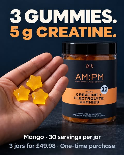 3 gummies. 5 g of creatine.