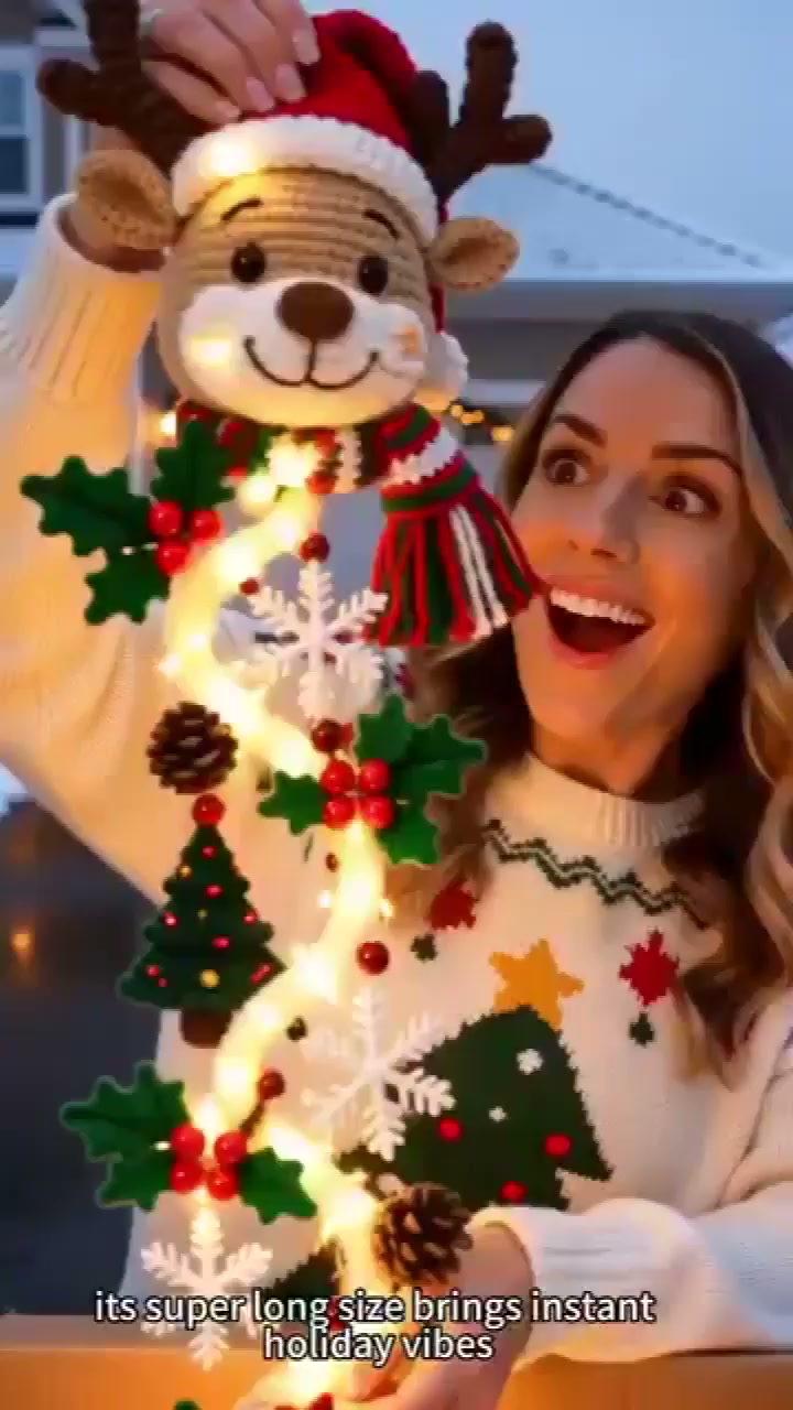 MerryCascade Leuchtender Weihnachts-Türhänger | 6 festliche Lichterdesigns, warmes Licht, 3D-Details und platzsparende vertikale Dekoratio