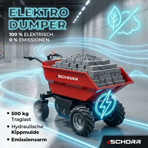 Elektrodumper 500kg - 8 Stunden Laufzeit