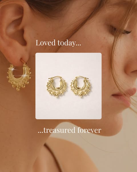 18ct Gold Vermeil On Silver Vintage-Style Hoops