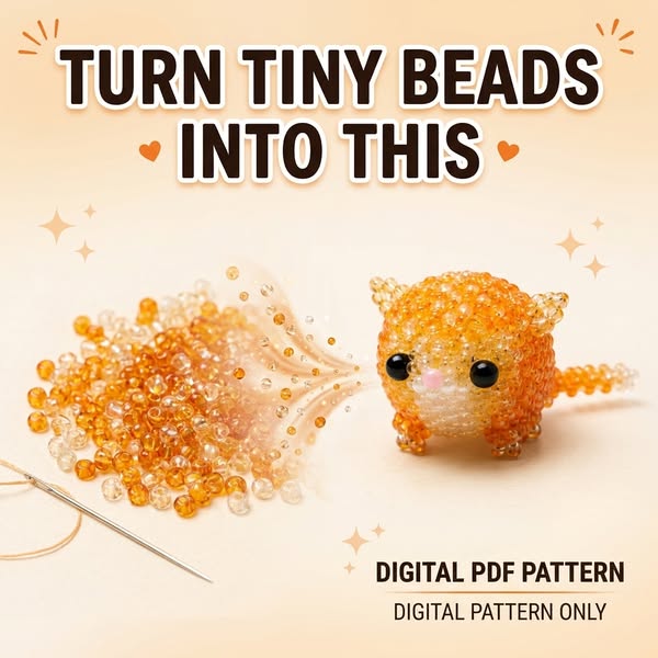 Mini 3D Beaded Cat — Seed Bead Pattern