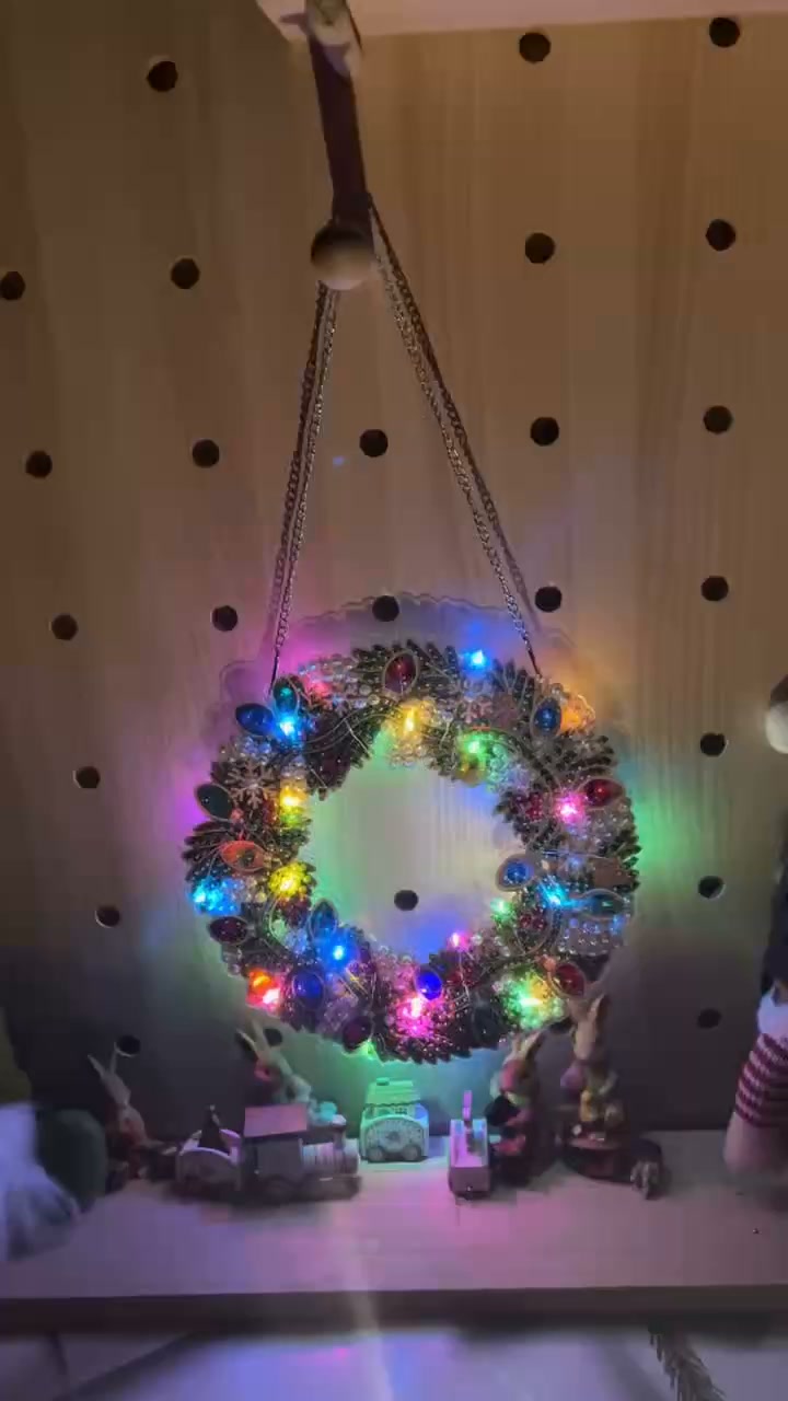 Colorful Light Christmas Wreath
