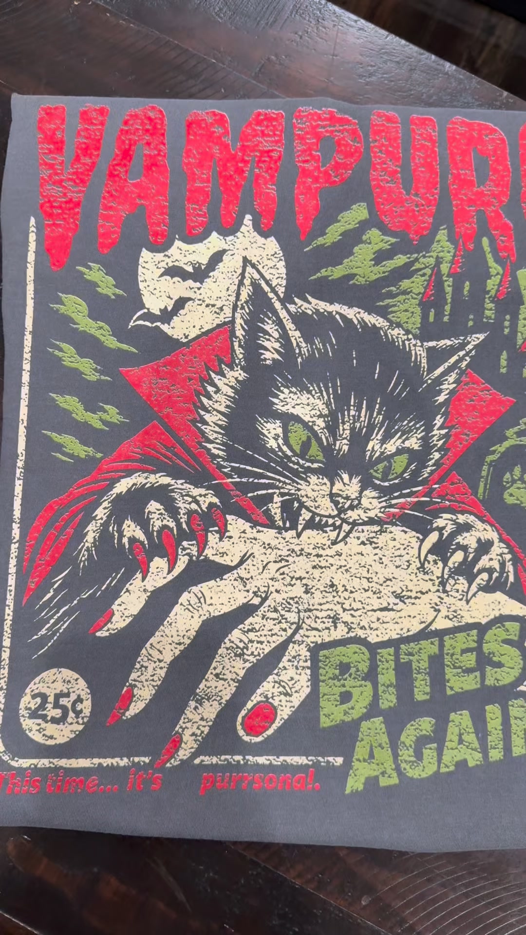 Vampire Cat Tee Spooky Cute for Halloween