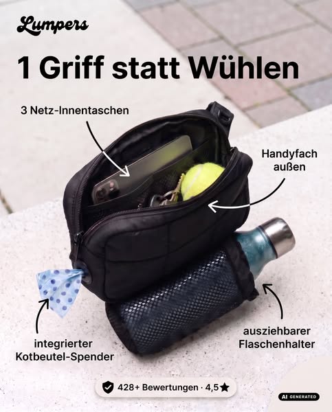 Endlich alles griffbereit beim Gassi