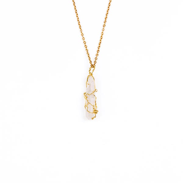 IRIS Wire Wrapped Aura Quartz Necklace Gold
