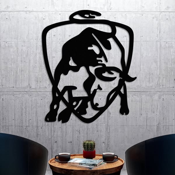 Lamborghini Bull Logo Metal Wall Art – Galvanized Steel Garage Vertical Sign