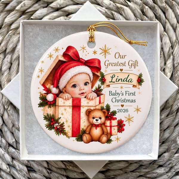 Personalized Baby First Christmas Ceramic Ornament