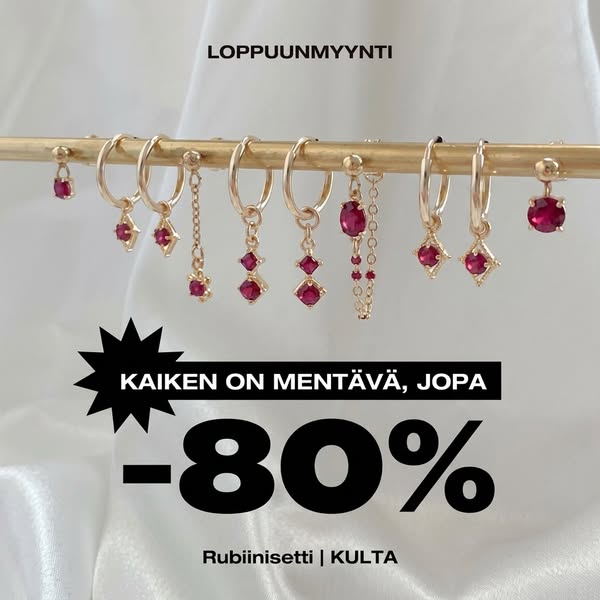 Punaiset korut jopa -80%.