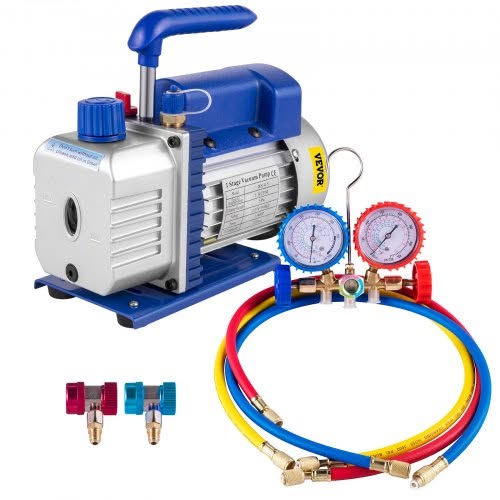 VEVOR 1.8 CFM A/C pompa a vuoto 1/4 HP automatico kit pompa a vuoto radiatore intelligente condizionatore d'aria frigorifero con contatore 2