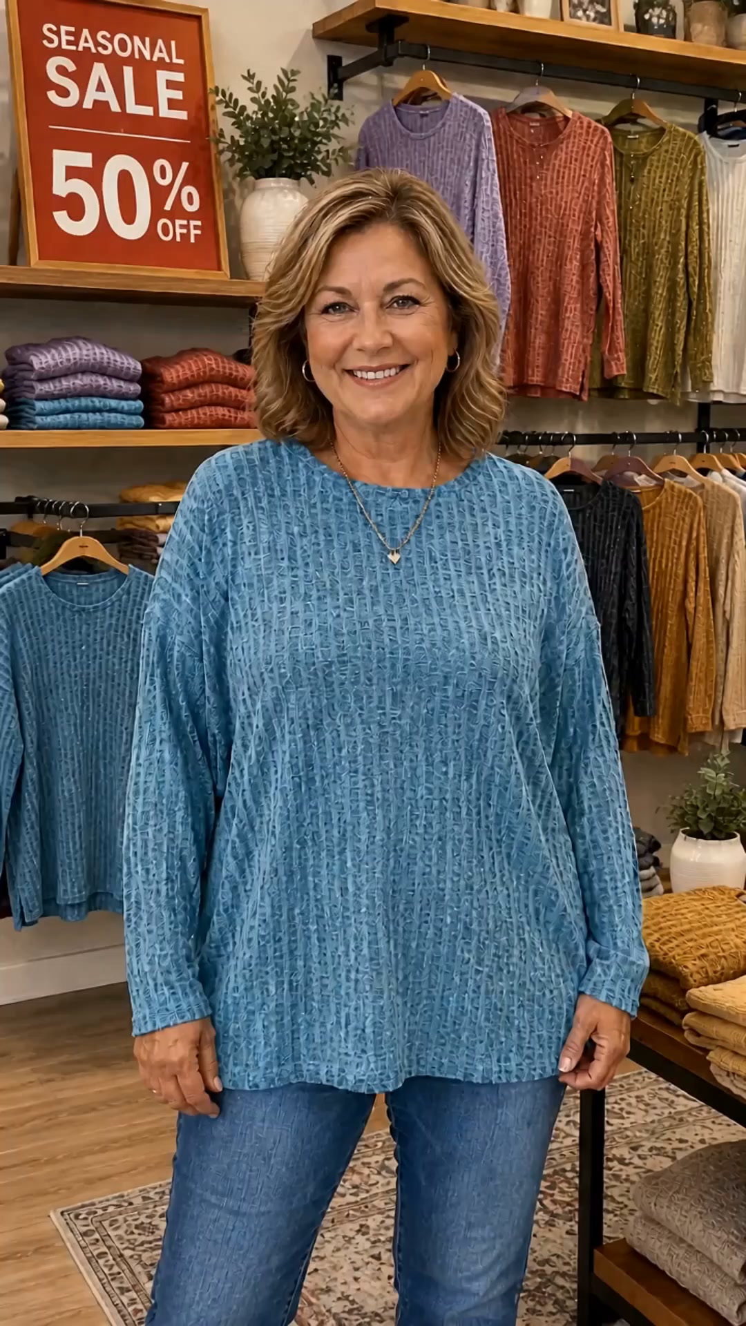 Casual Long-Sleeve Top – Soft Knit, Loose Fit & Versatile Style for All Body Types