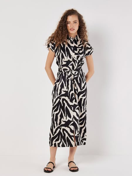 £35 - Textured Satin Zebra Print Midi Dress