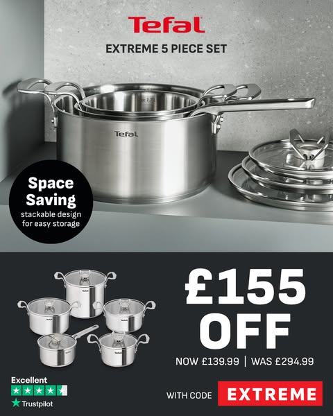 Over 50% off Tefal's Extreme 5pc Set!
