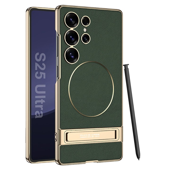 Electroplated Leather Stand Samsung Case