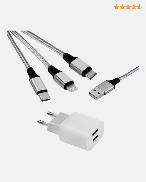 MUTTO Universal 3-i-1 USB-laddare, iPhone-laddare, USB C-kontakt och mikro-USB-laddare - USB-kontaktadapter + universell 3-i-1 USB till Micr