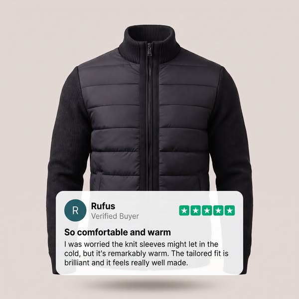 The hybrid puffer that combines two textures and delivers twice the character.