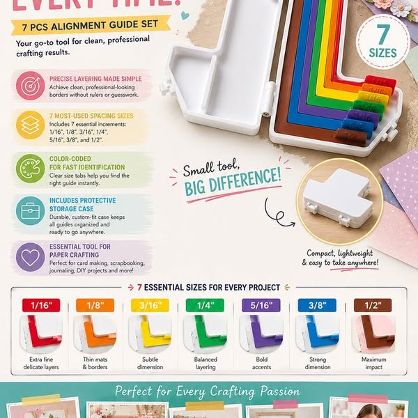 Paper Crafting Alignment Guide Set with Case, 7 PCS Precision Layering
