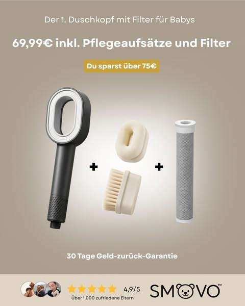 Der 1. Duschkopf mit Filter für Babys — jetzt im Set.