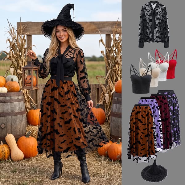 Velvet Bats Mesh Tulle Midi Skirt