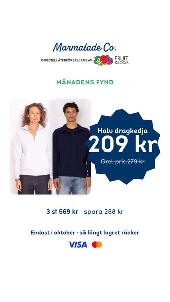 Halv dragkedja 209 kr – ord. pris 279 kr