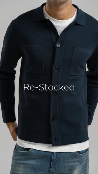 Navy Knitted Overshirt