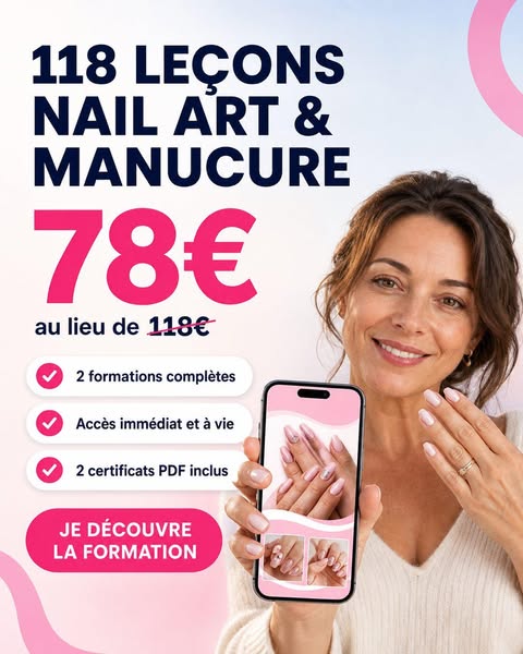Offre spéciale : 59 leçons techniques + 59 leçons de Nail Art = 79 € au lieu de 118 €