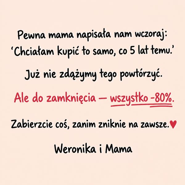 Do −80% + darmowa dostawa. Zamykamy się