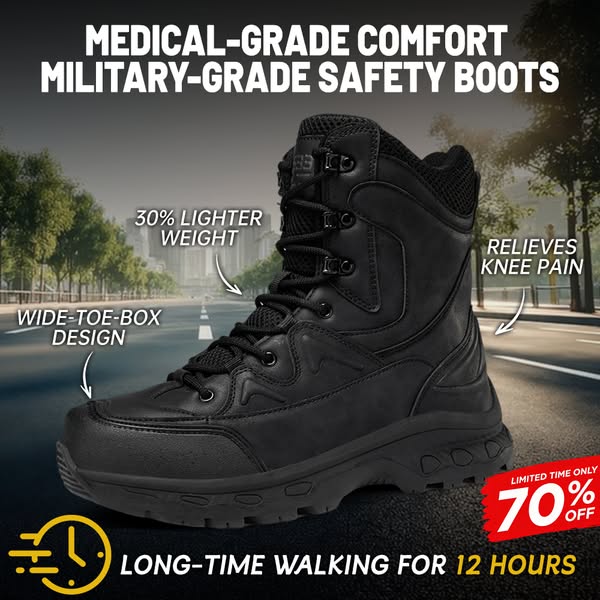（Military-grade Protection）Men's Combat Boots Orthopedic Support Hiking Boots Waterproof Anti-Puncture Work Boots Lightweight Motorcycl