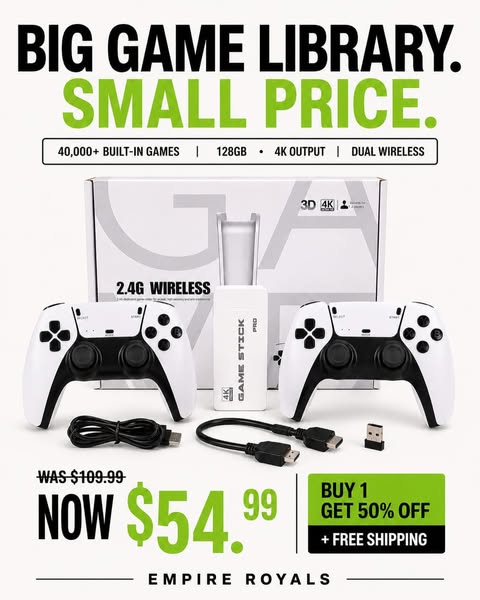 M15 4K Retro Game Stick with Dual Wireless Controllers